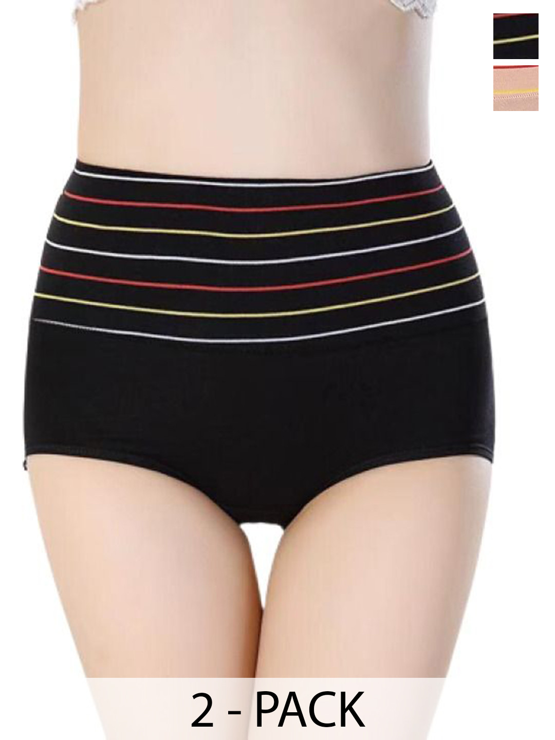 SHREE GANESH FASHION Pack Of 2 High-Rise Hipster Briefs 2076 CR BK 002 M