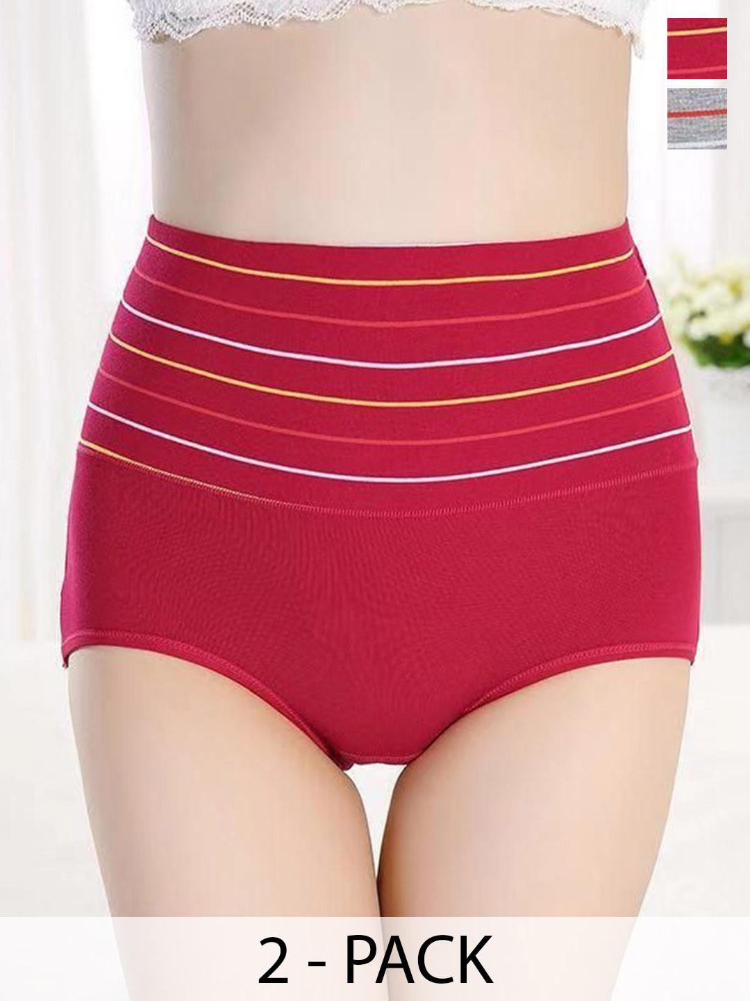 SHREE GANESH FASHION Pack Of 2 High-Rise Hipster Briefs 2076 GR M 002 M