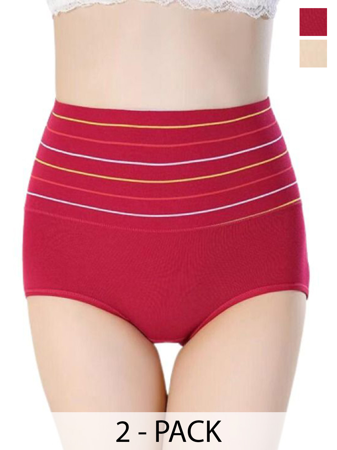 SHREE GANESH FASHION Pack Of 2 High-Rise Hipster Briefs 2076 M CRM 002 M