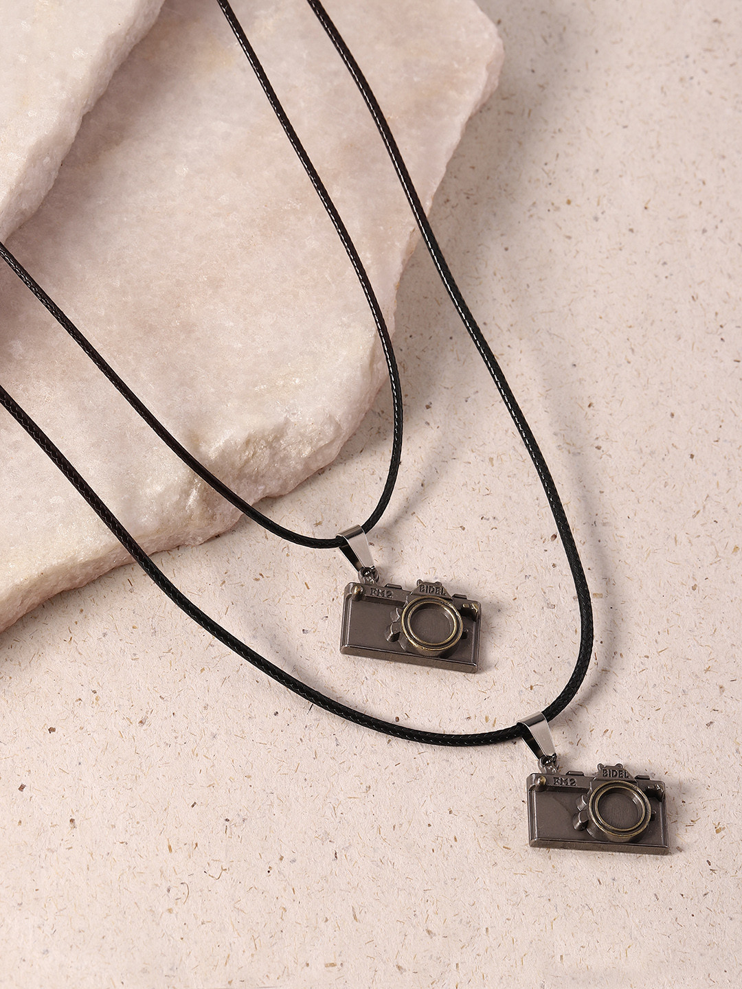 DressBerry Set of 2 Contemporary Camera Pendants with Chains