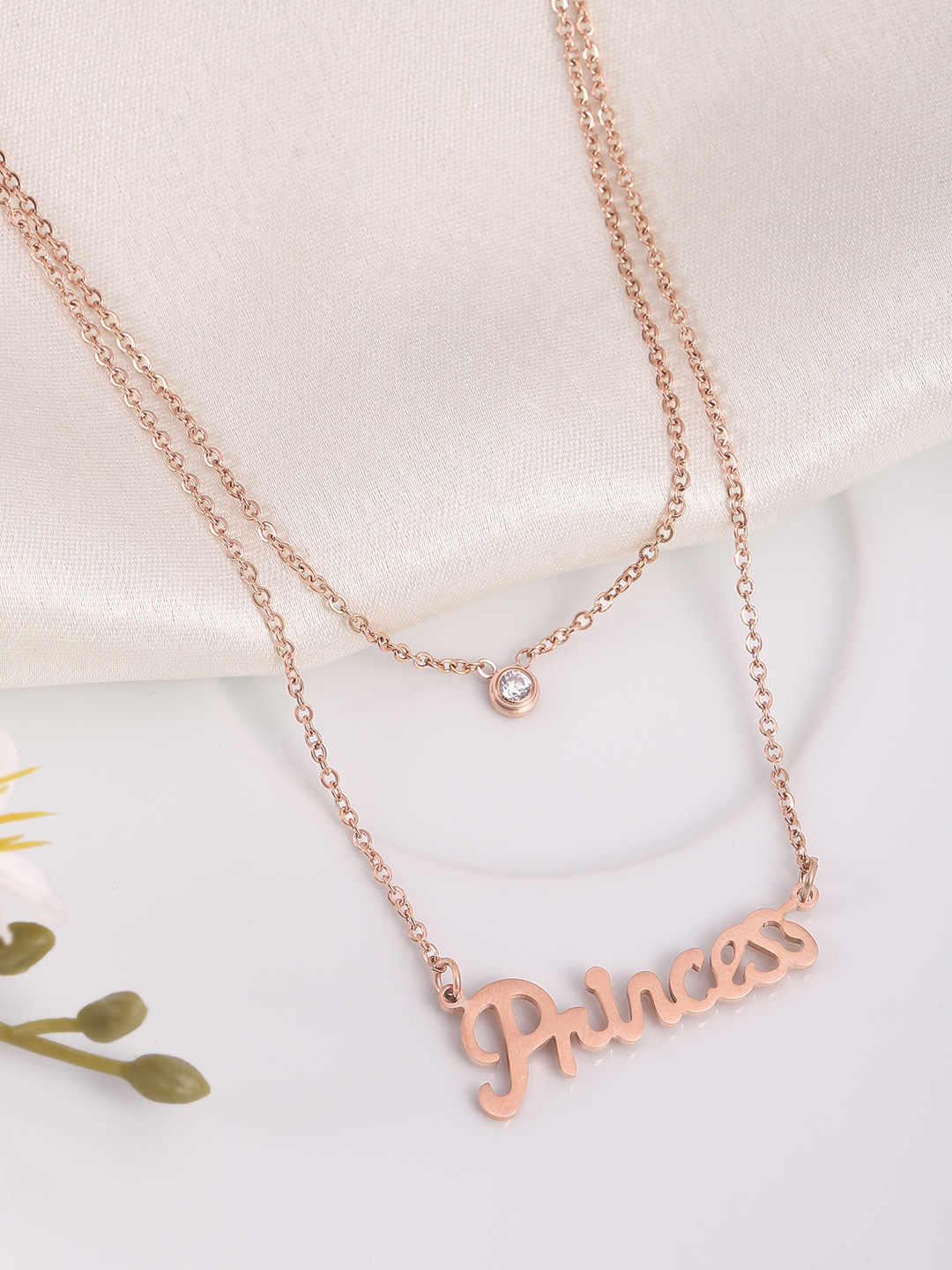 DressBerry Rose Gold Toned Layered Chain and Pendant