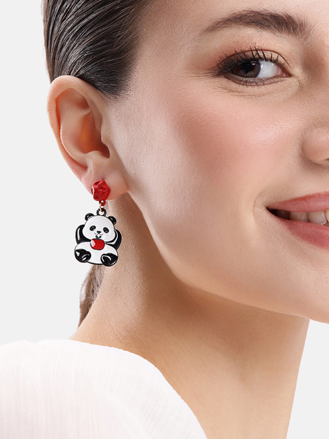 DressBerry Mismatch Panda Design Quirky Drop Earrings
