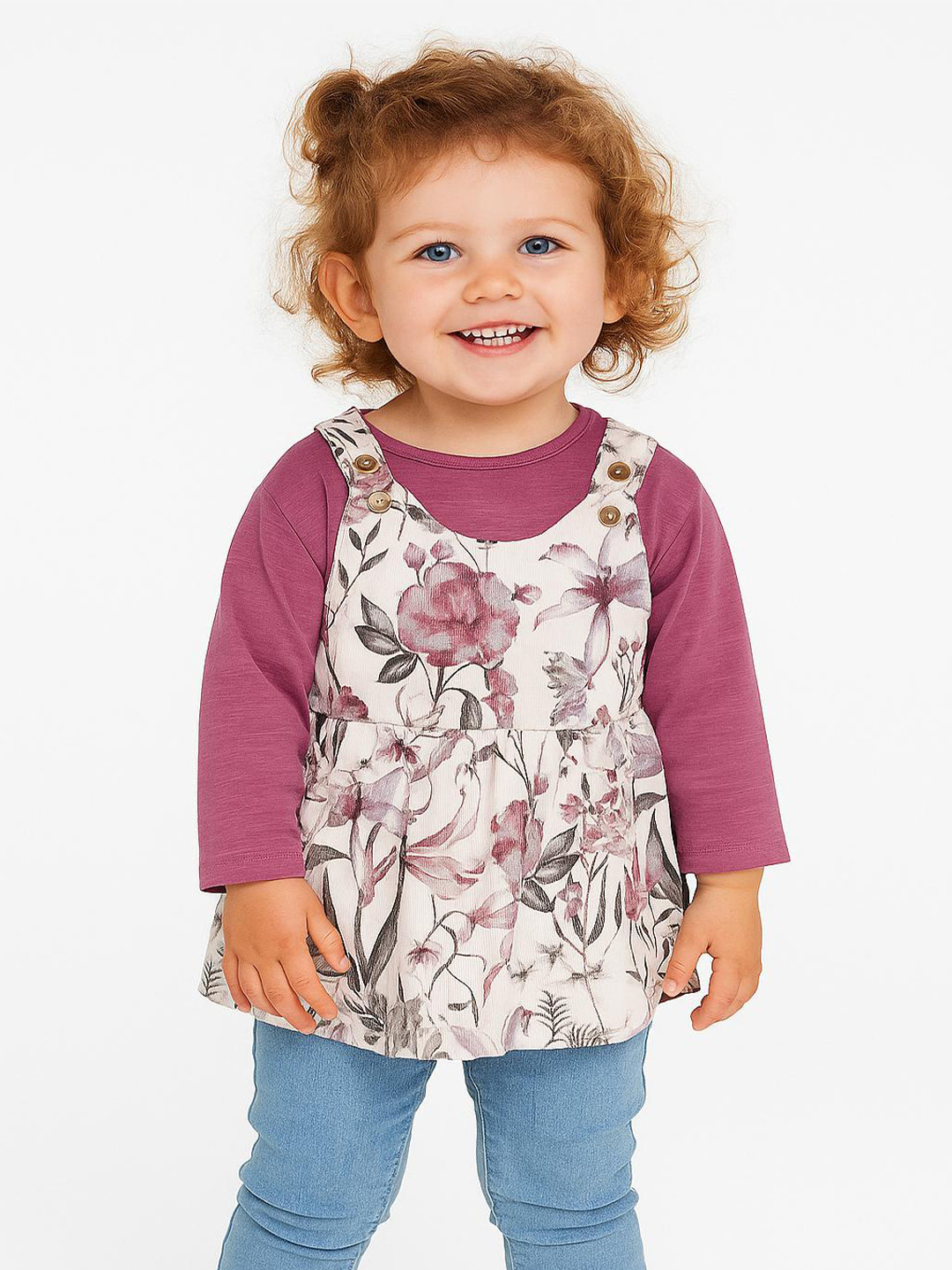 JusCubs Floral Print Pinafore Dress