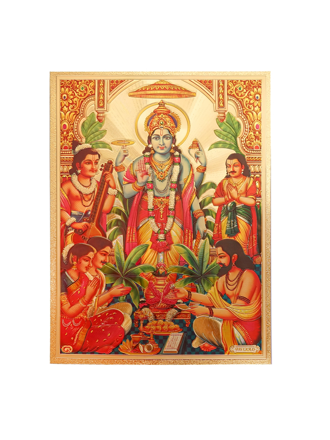 Hawai Shree Satyanarayana Vishnu Paper Wall Rectangle Paintings Wall Art - 7x5In