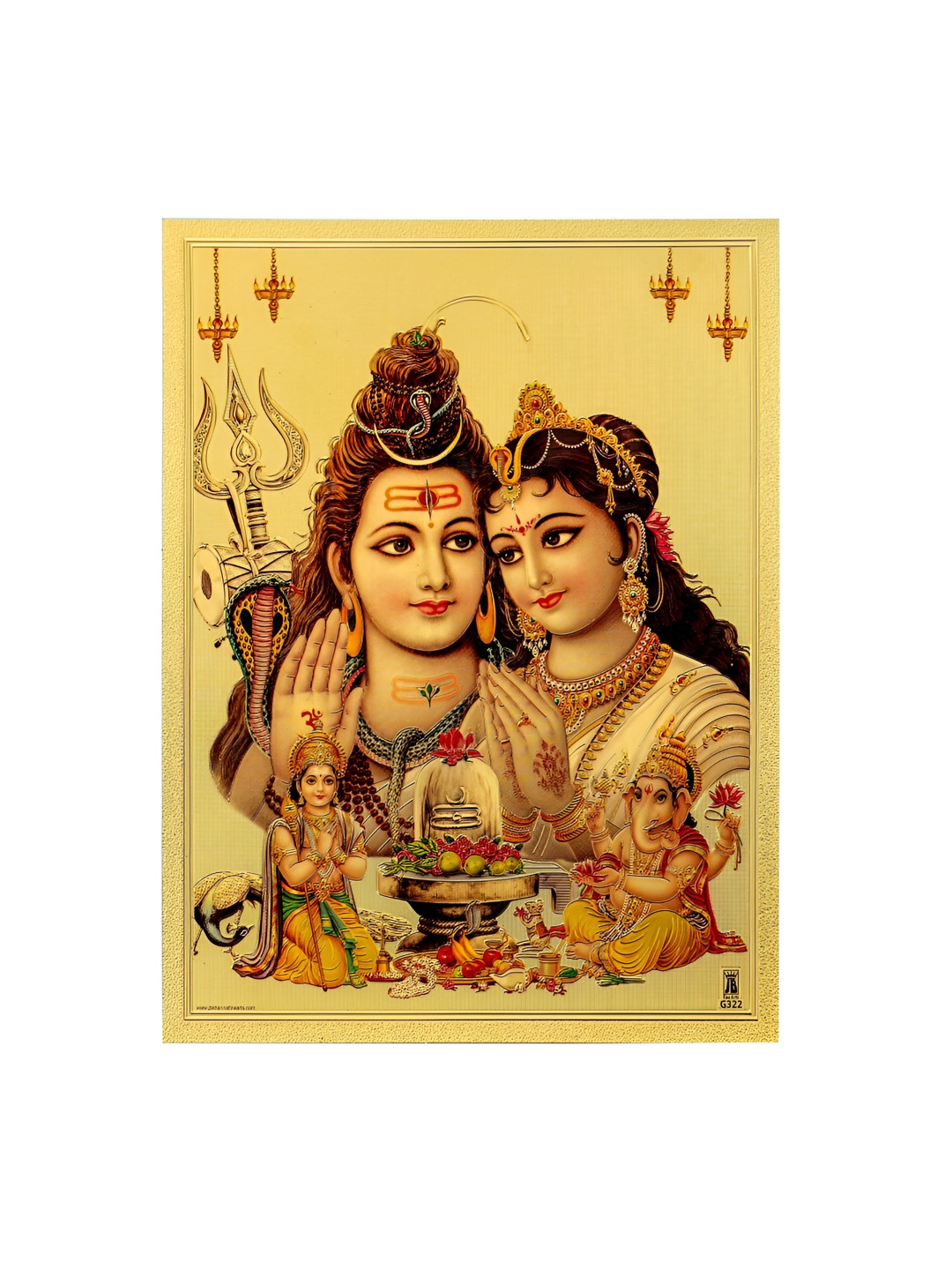 Hawai Shiv Parivar Paper Wall Rectangle Wall Art -7x 5In