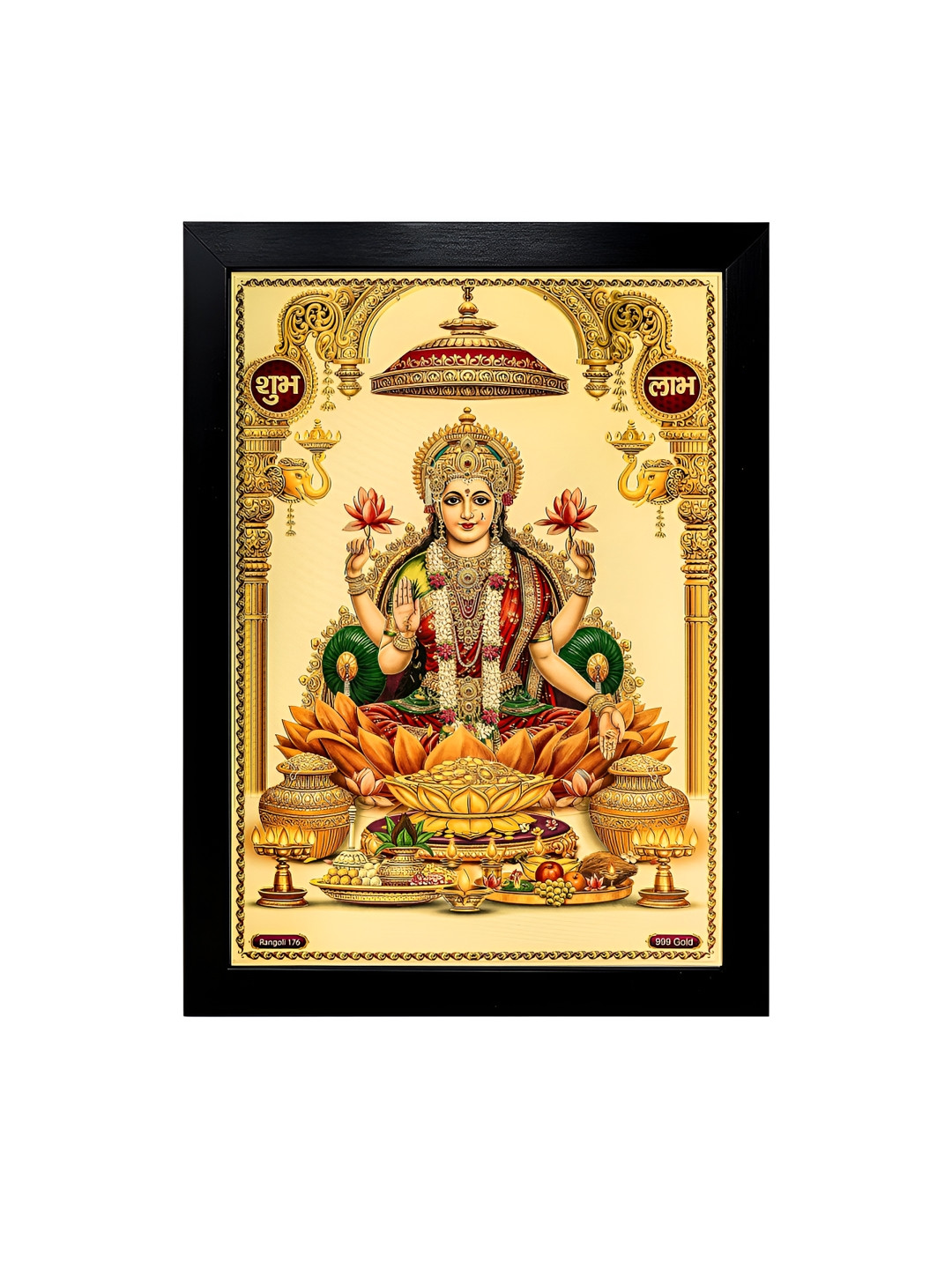 Hawai Goddess Mahalaxmi Wood Wall Rectangle Paintings Wall Art - 13 x 9 in