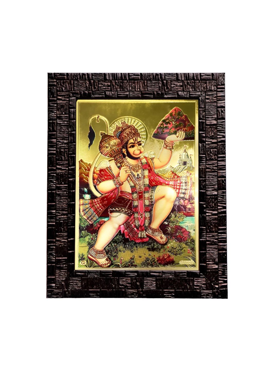 Hawai Lord Mahavir Hanuman Wood Wall Rectangle Photographs Wall Art - 7 x 8.5 In