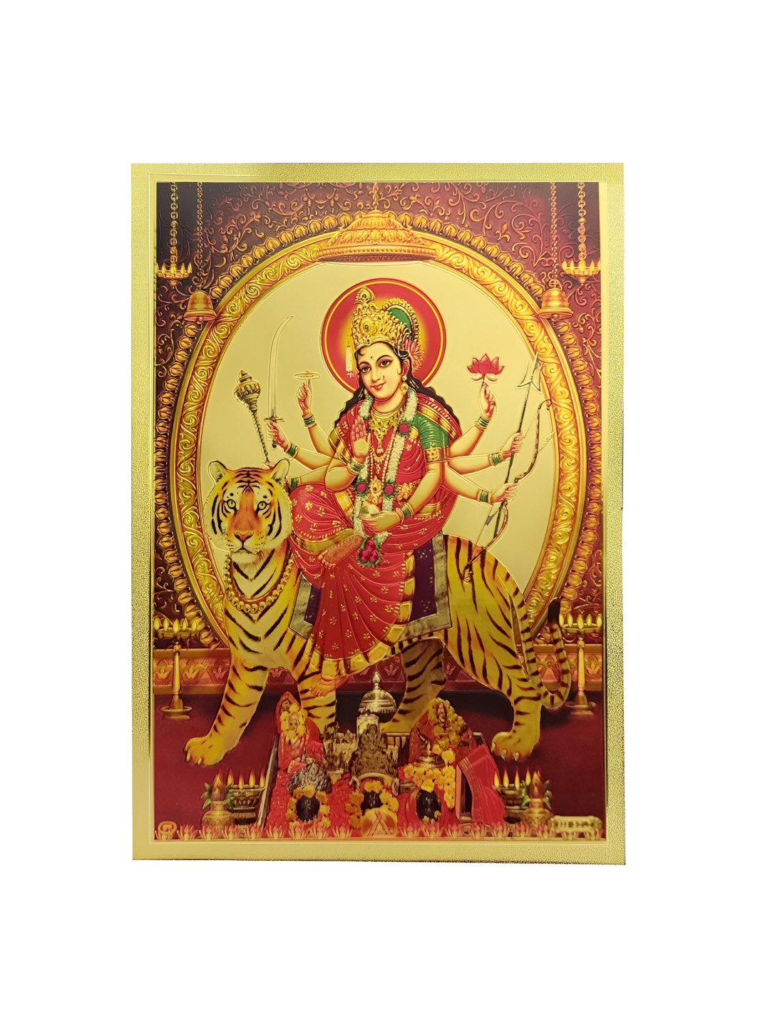 Hawai Maa Sherawali Gold Paper Wall Living Room Rectangle Potrait Photographs Wall Art