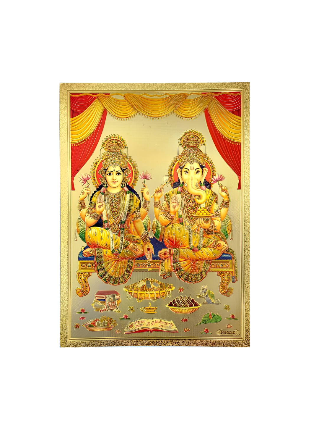 Hawai Ganesh Laxmi Paper Wall Square Paintings Wall Art -6.88 x 4.92In
