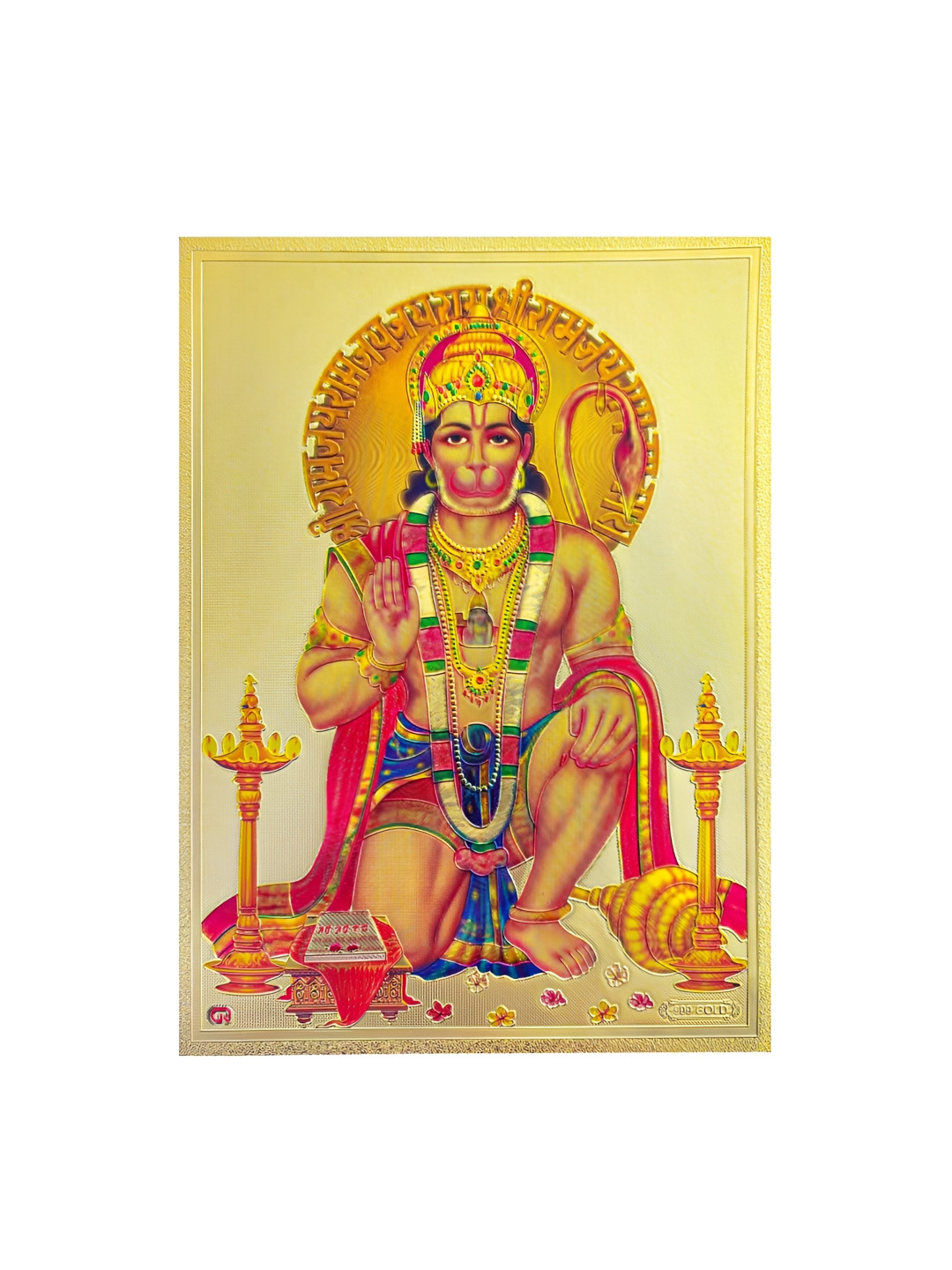 Hawai Lord Hanuman Gold Paper Wall Living Room Rectangle Potrait Photographs Wall Art
