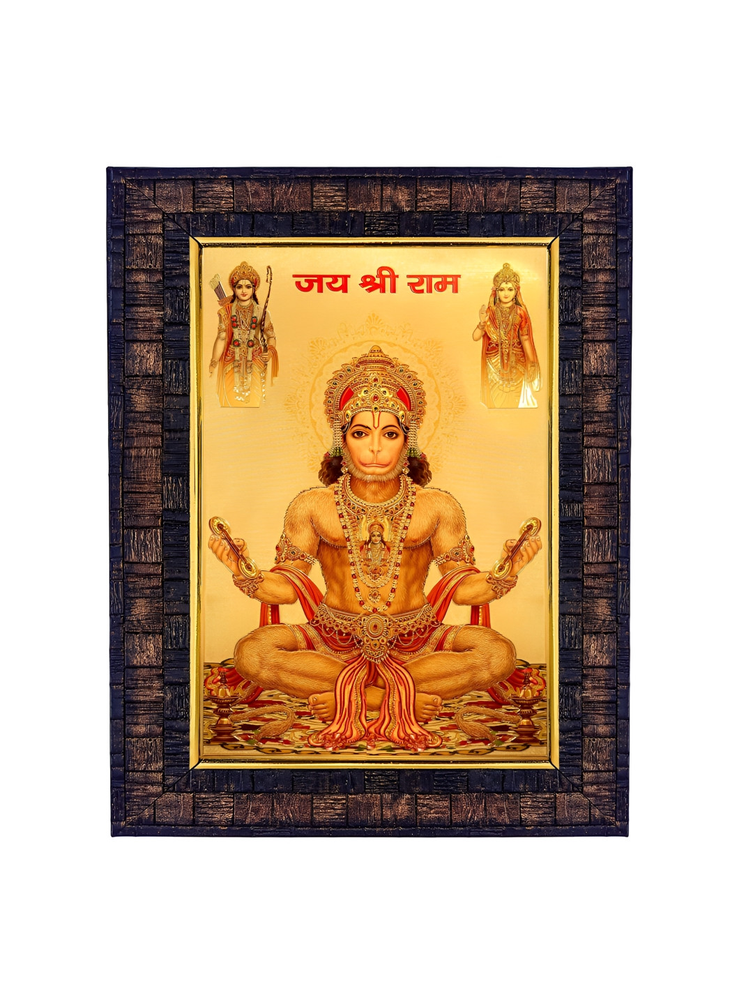 Hawai Shree Hanuman Bajrang Bali Wood Wall Rectangle Photographs Wall Art - 10 x 13.5 In