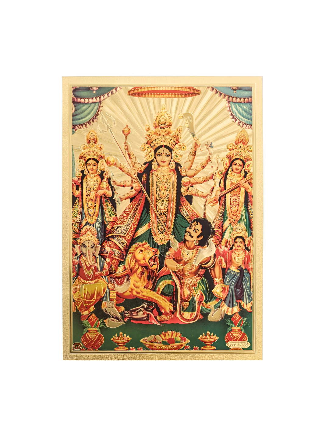 Hawai Goddess Durga Paper Wall Rectangle Paintings Wall Art - 11.8x8.2In