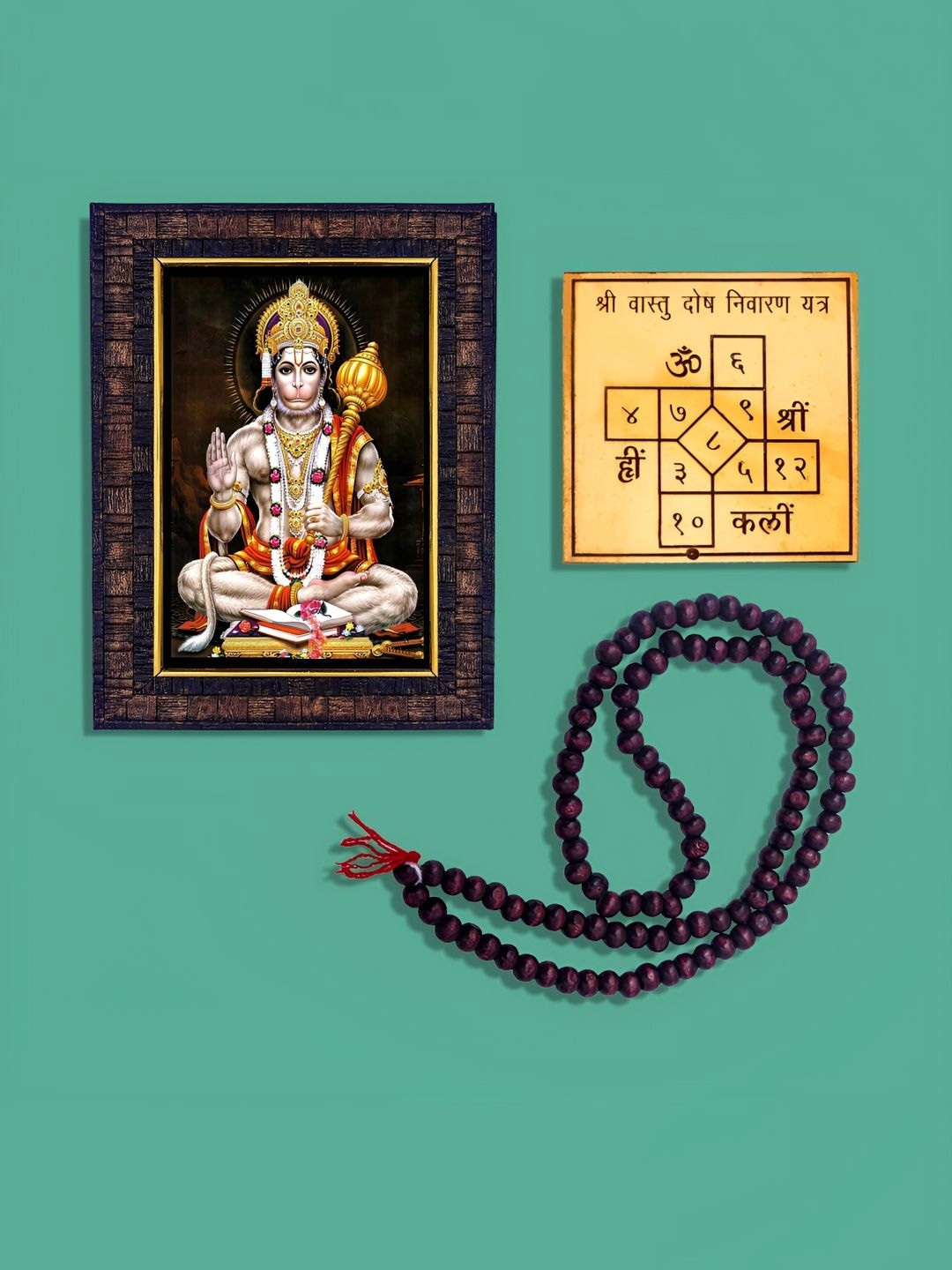 Hawai Shree Bajrangbali Wood Wall Rectangle Photographs Wall Art -8.5 x 6.5In
