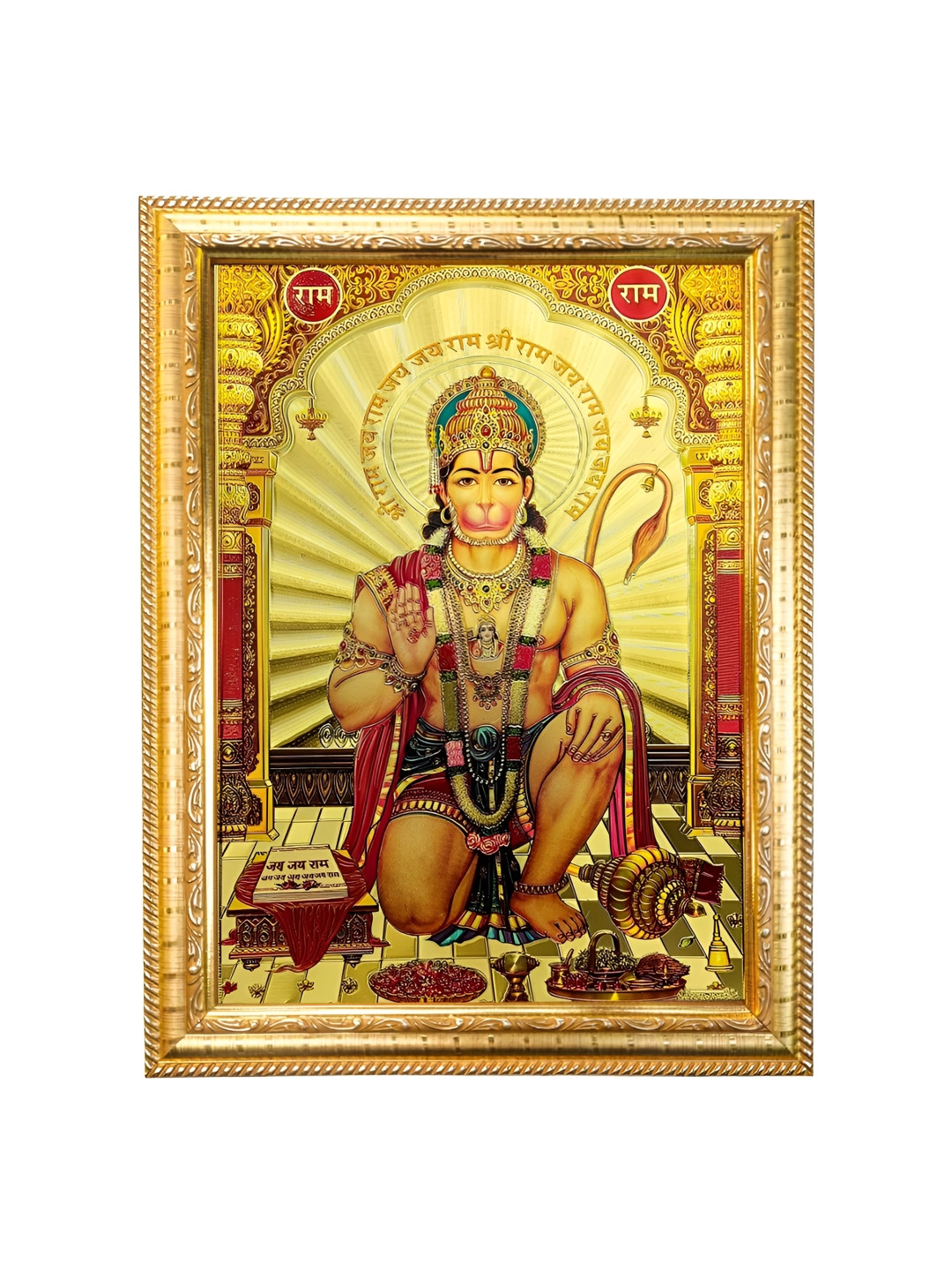 Hawai Shree Bajrang Bali Hanuman Wood Wall Rectangle Photographs Wall Art - 13.5 x 10 in