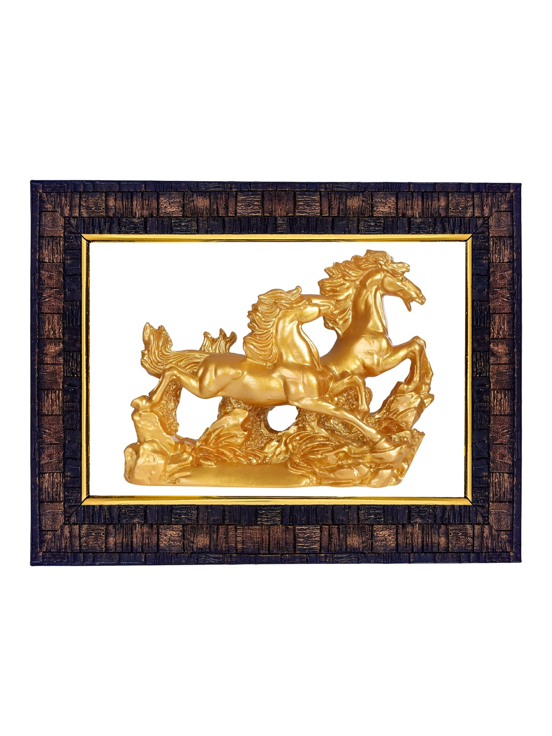 Hawai Two Running Victory Horses Wood Wall Rectangle Photographs Wall Art - 16.5 x 21In