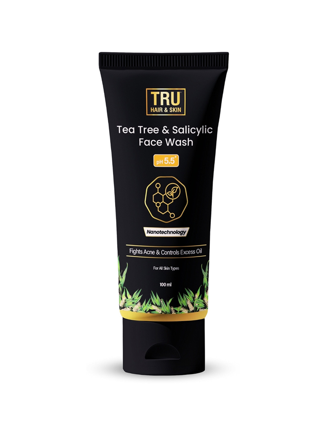 TRU HAIR & SKIN  Tea Tree & Salicylic Acid Face Wash For Sensitive & Acne-Prone Skin - 100 ml