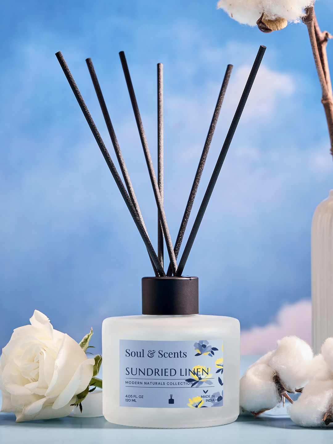 SOUL & SCENTS Sundried Linen Fragrance Reed Diffuser With 6 Pieces Reed Sticks 120 ml