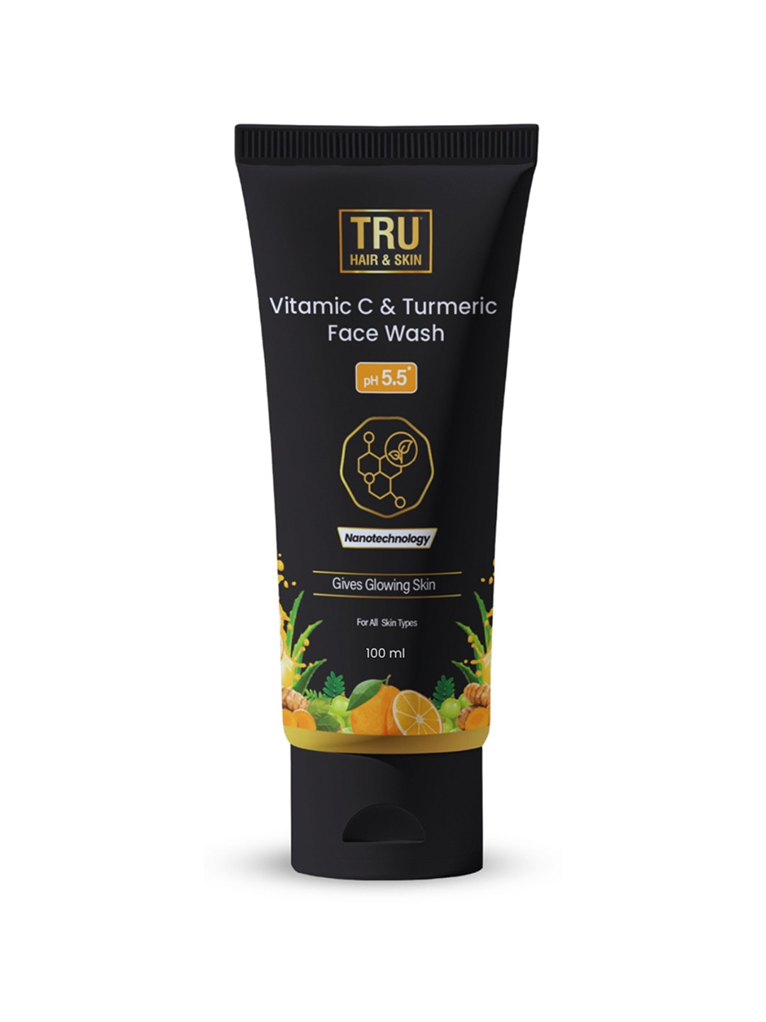 TRU HAIR & SKIN  Vitamin C & Turmeric Face Wash For Glowing Skin & Reduces Dark Spots - 100 ml