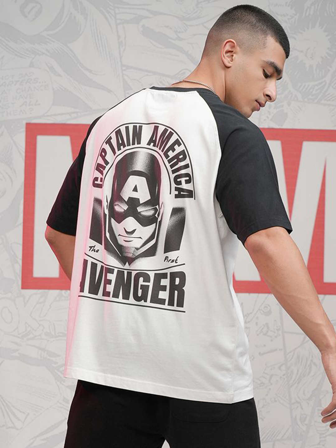 HIGHLANDER Men Graphic Printed Raglan Sleeves Relaxed Fit Cotton Casual Tshirt