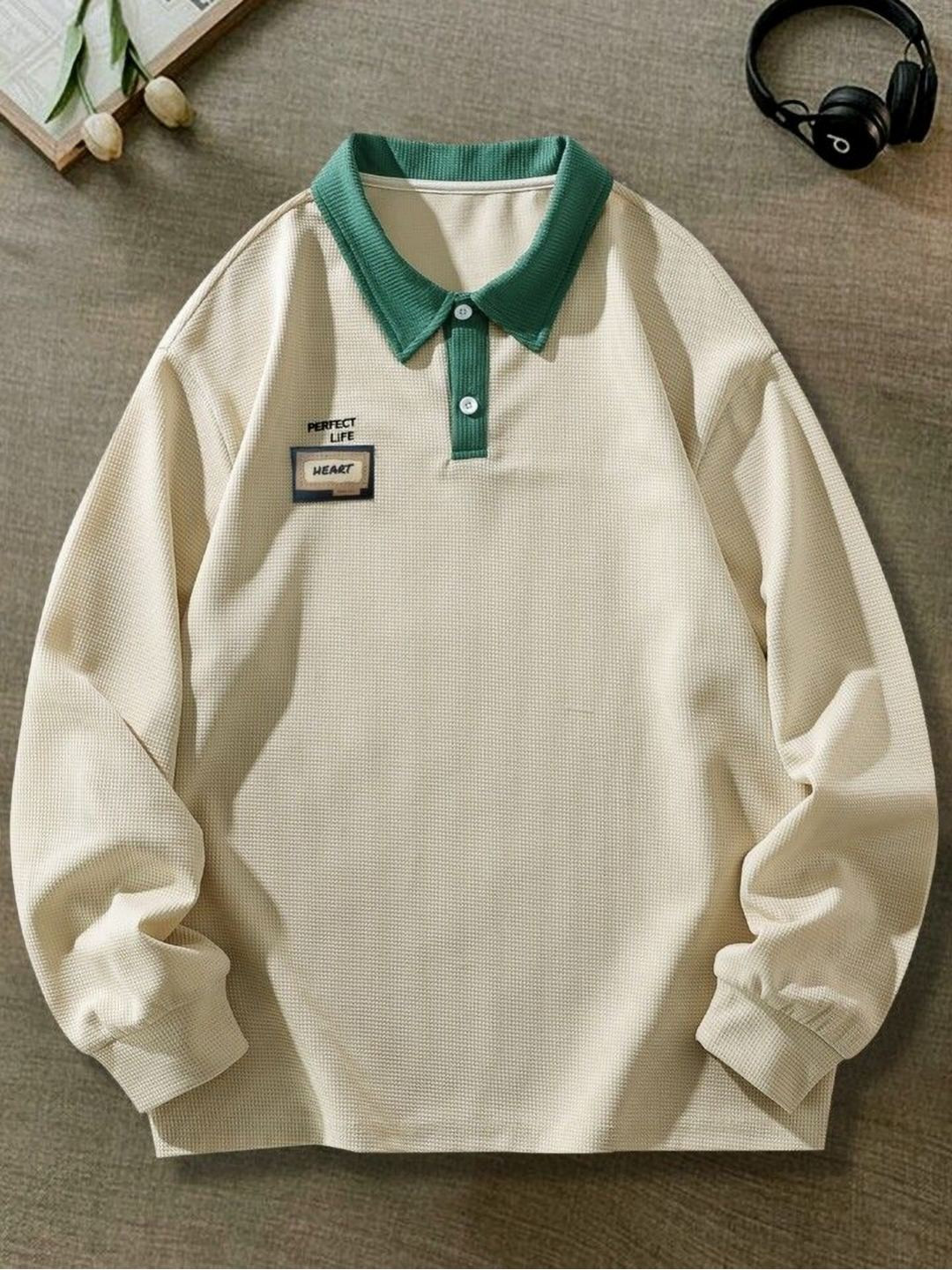 AVEJO Men Self Design Polo Collar Pure Cotton Relaxed Fit T-shirt