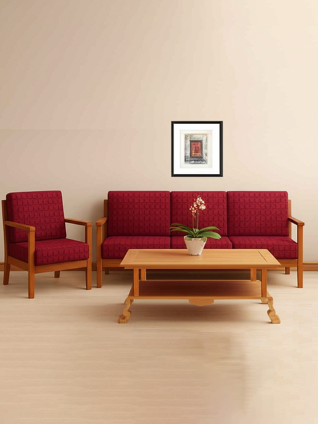 Aura Maroon Stretchable  8 Pieces Solid Sofa Slipcovers