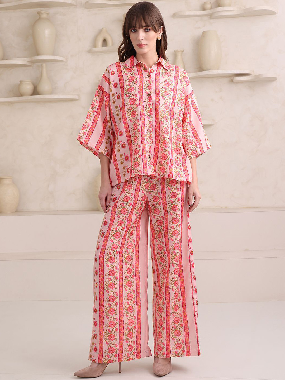 OBSHIVKA Ethereal Prints Printed Flared Sleeves Shirt With Palazzo