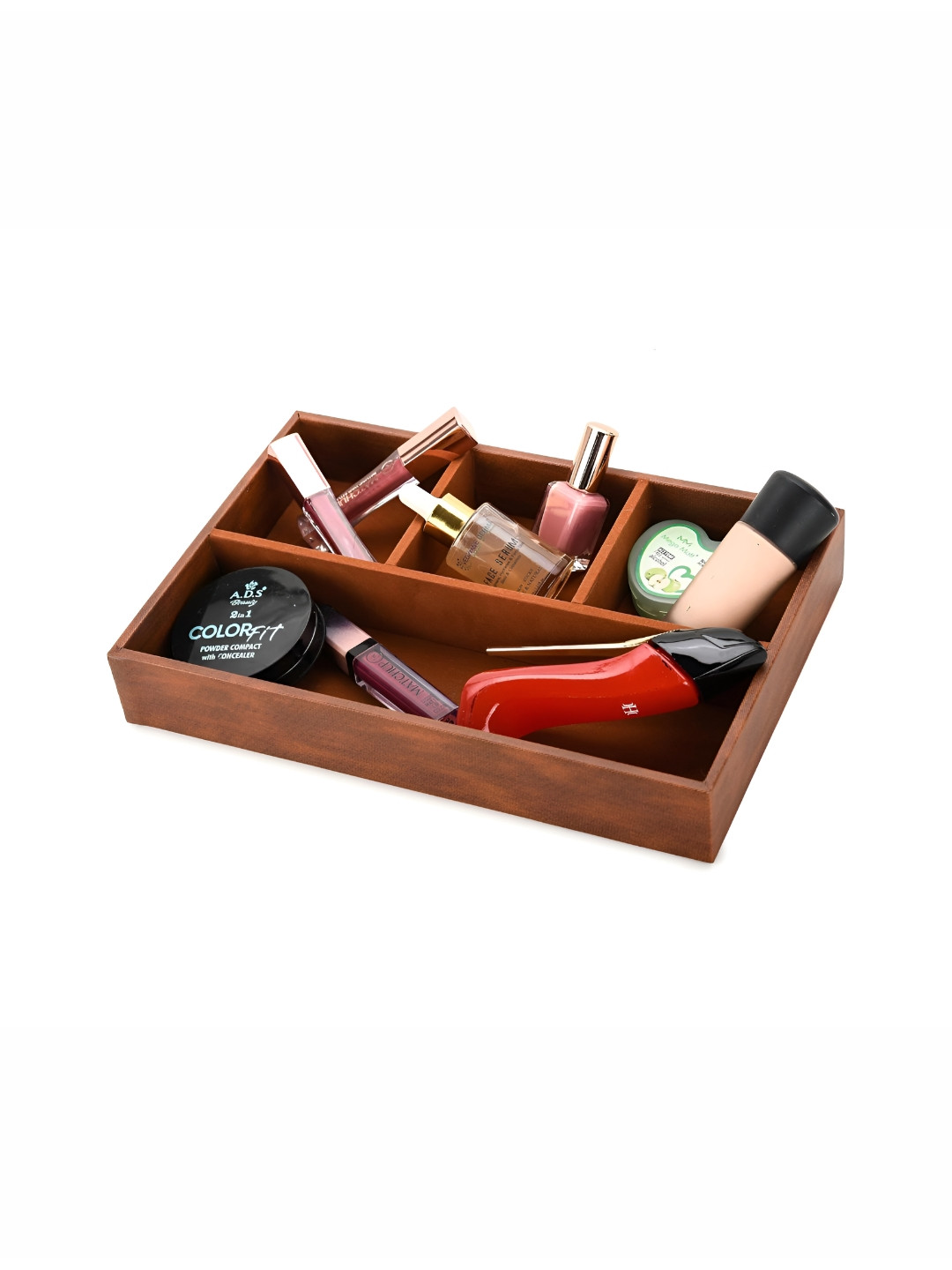 Alpna Tan Faux Leather Reusable Tray Desk Organiser