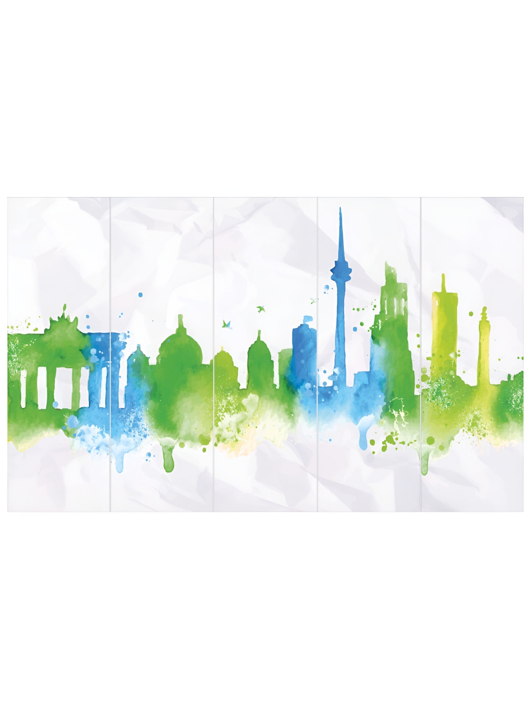 Inephos Green and Blue 1 Piece Abstract Printed Wall Art