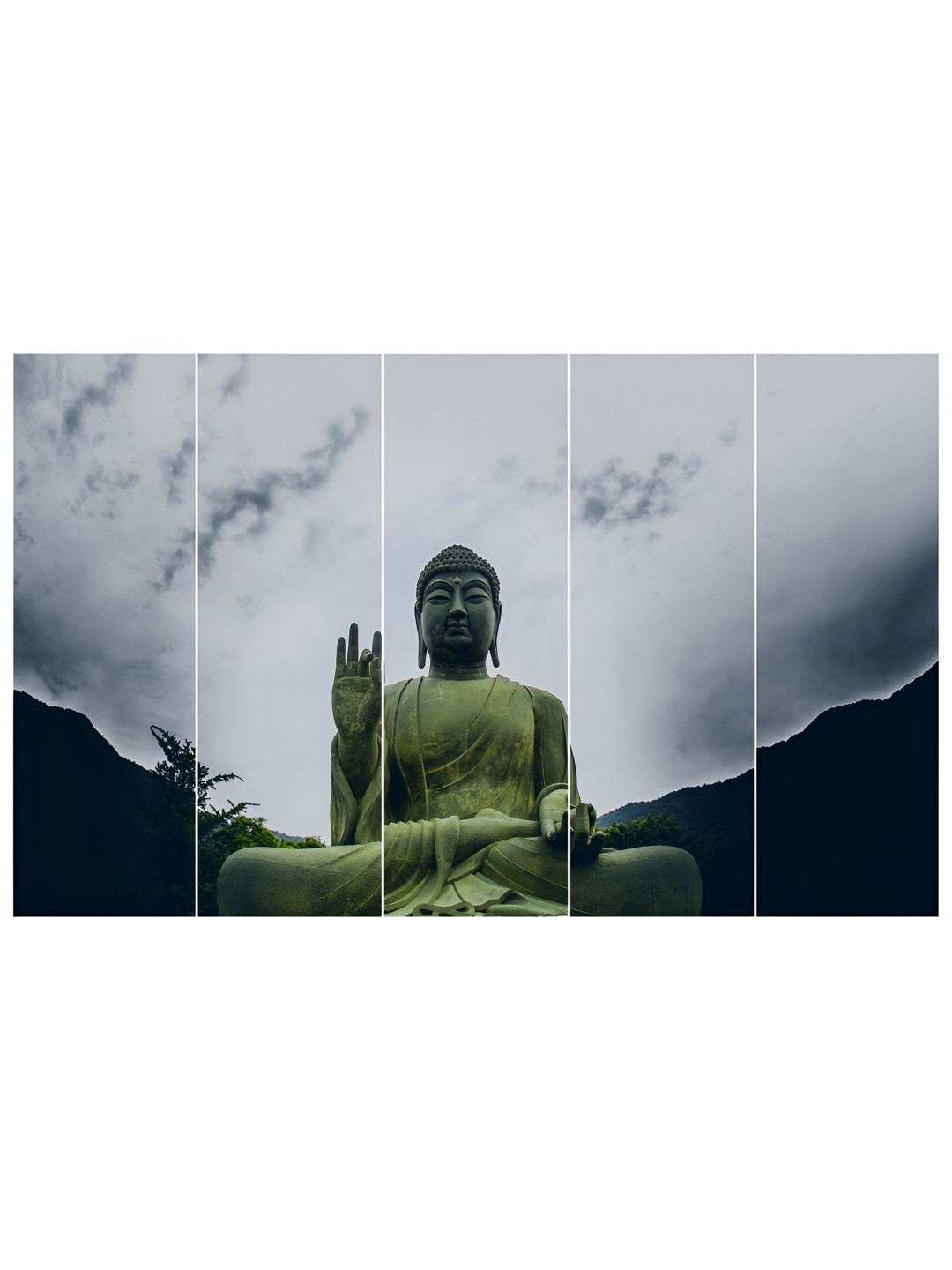 Inephos Black And White 5 Pieces Religious Paintings Vinyl Wall Arts