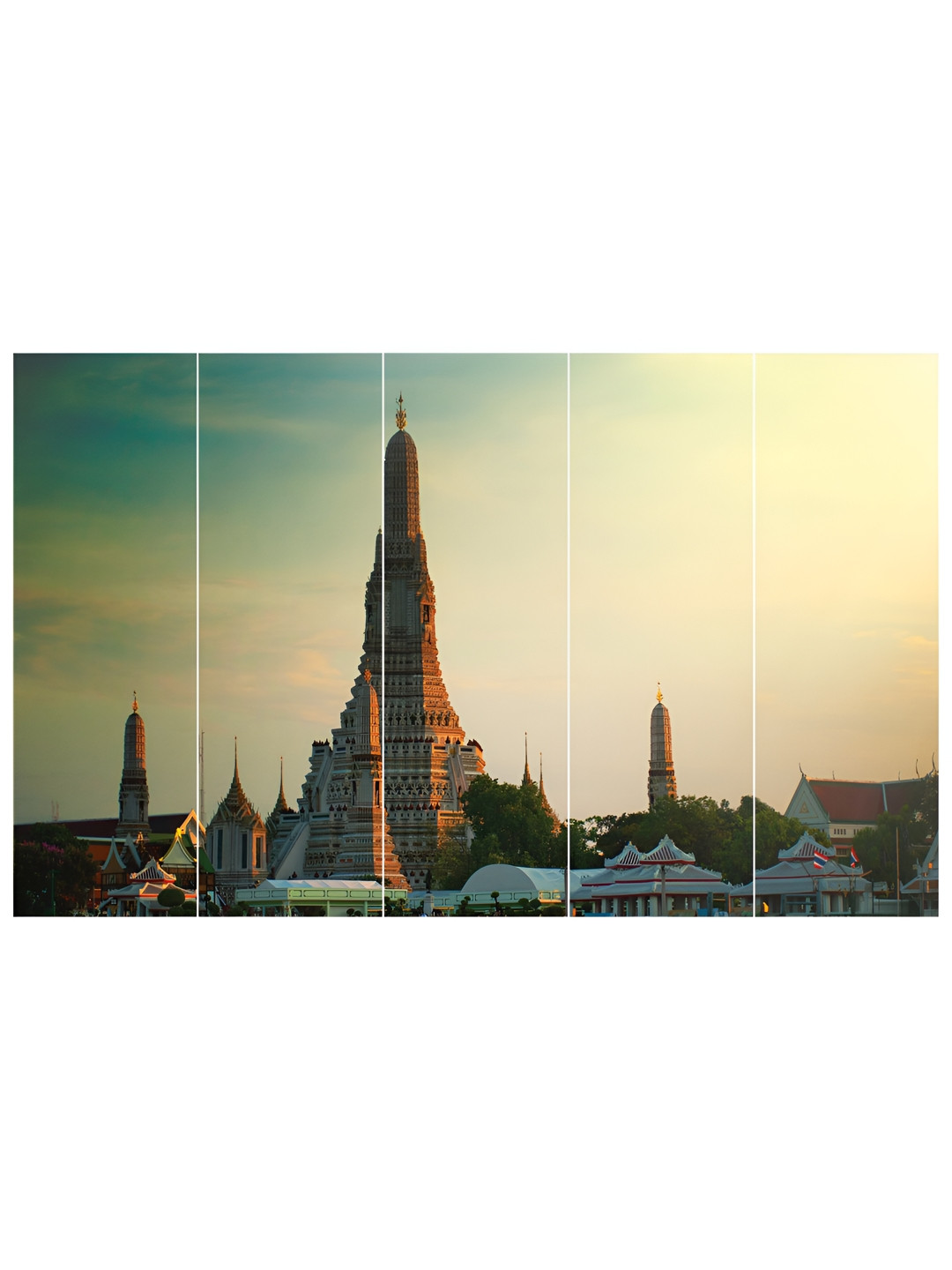 Inephos Blue & Brown 5 Pieces Paintings Vinyl Wall Arts