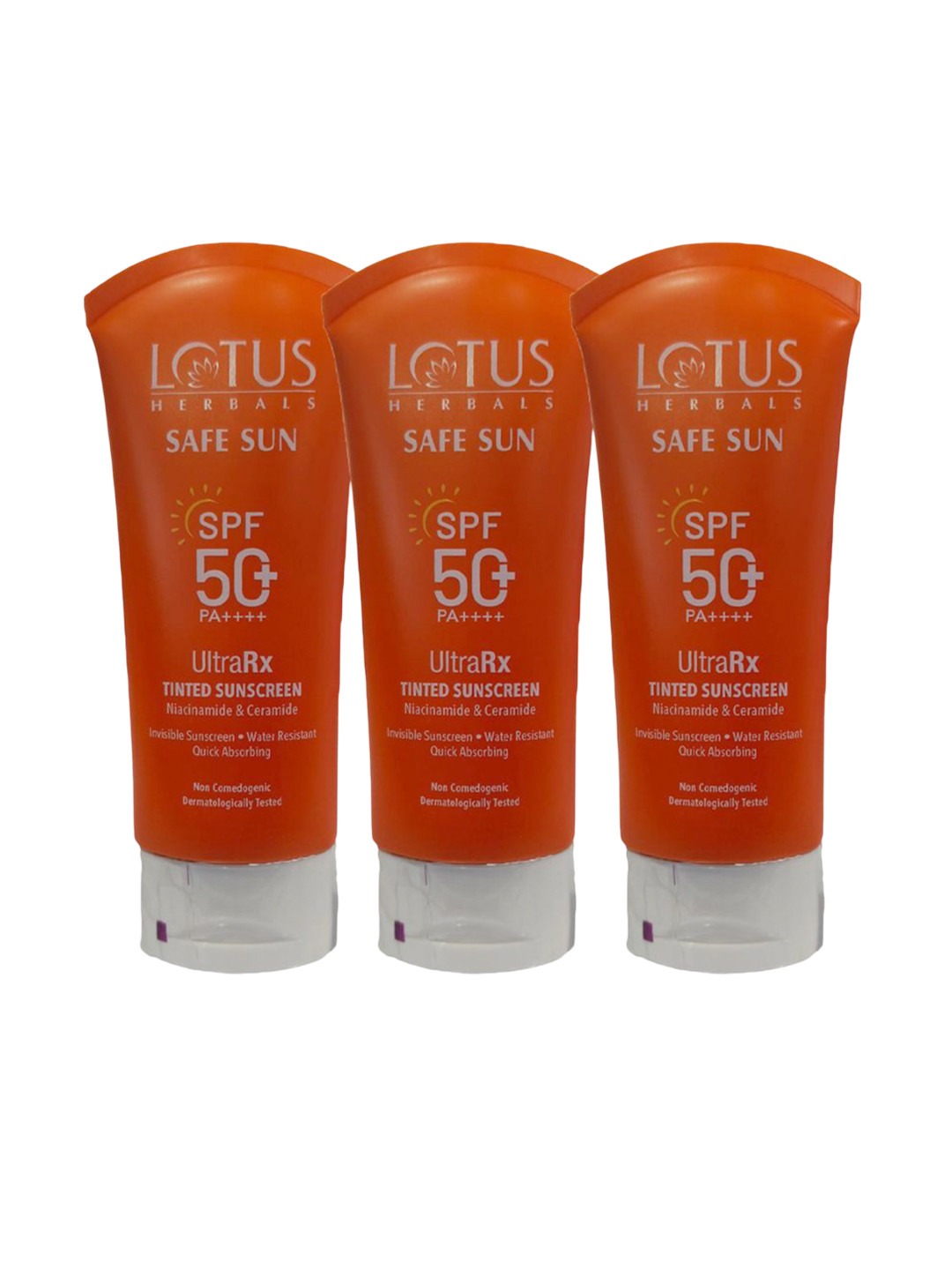 Lotus Herbals Safe Sun Set Of 3 UltraRx Matte Tinted Sunscreen SPF 50 PA++++ - 50 g Each