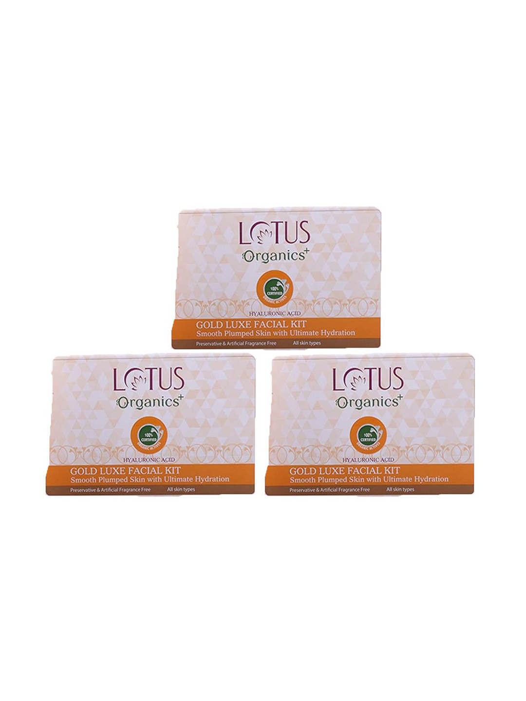 Lotus Organics+ Set Of 3 Gold Luxe Facial Kit For Ultimate Hydration - 54 g Each