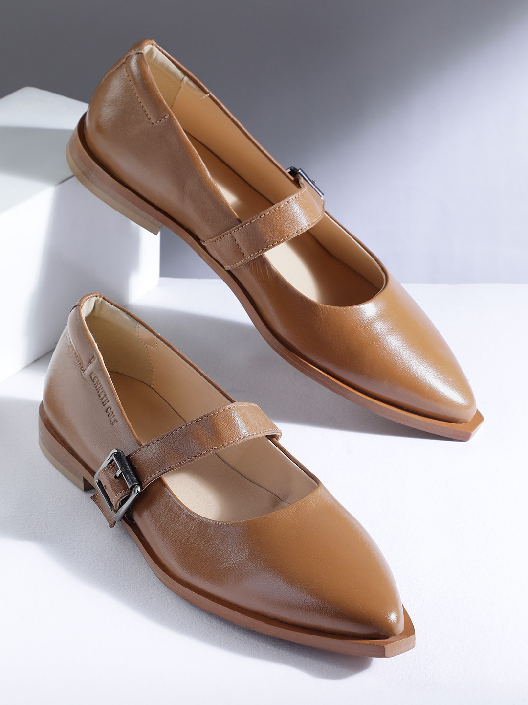 Kenneth Cole Solid Mary Jane Leather Ballerinas