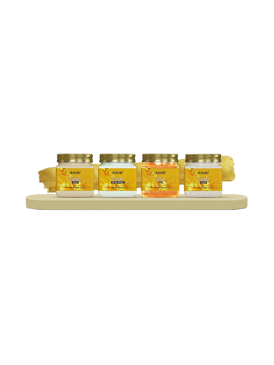 DR.RASHEL Set of 4 Gold Scrub Gel Cream & Face Pack - 380 ml Each