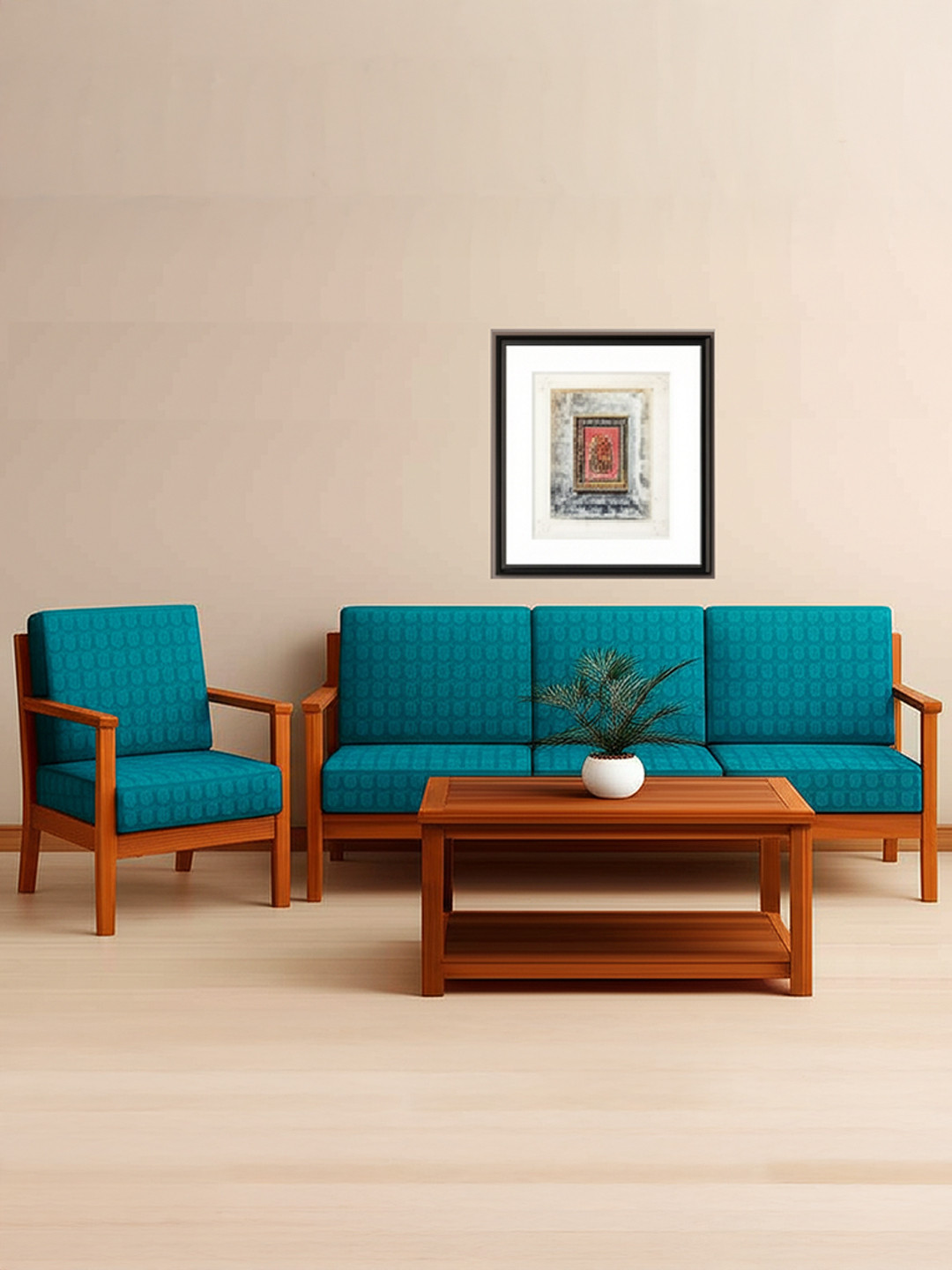 Cortina Teal 8 Pieces Solid Soft Bubble Stretchable Sofa Slipcovers