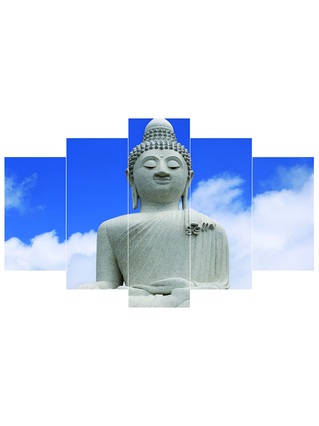Inephos Blue And Grey 5 Piece Religious Printed Vinyl Wall Art