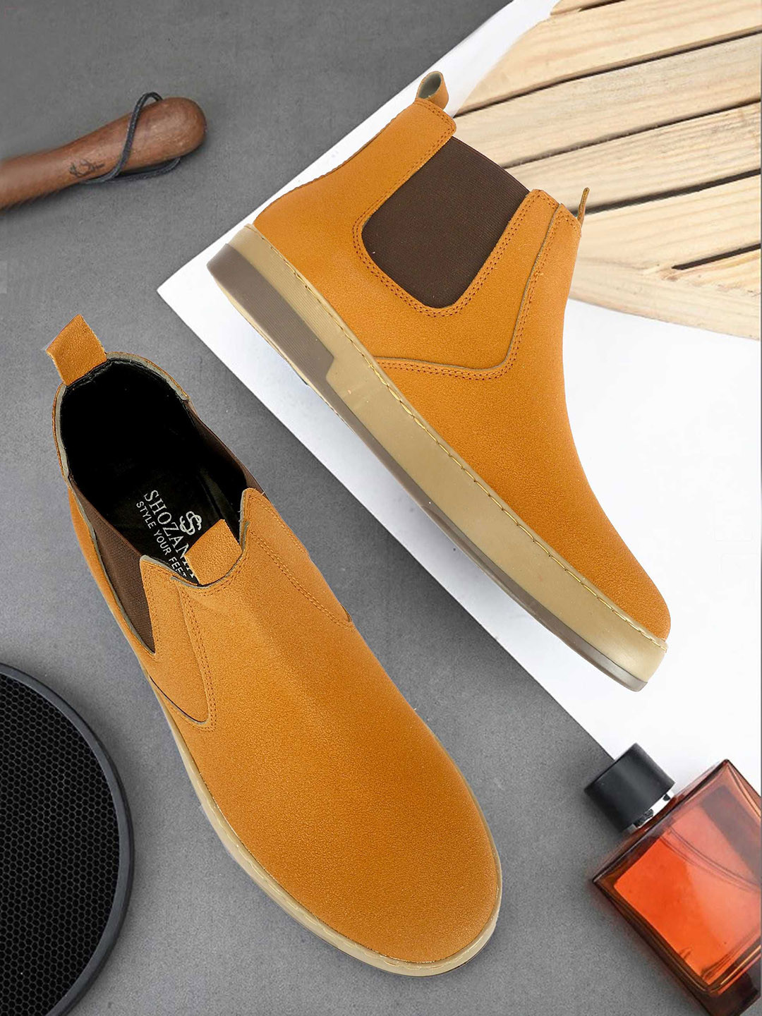 SHOZANIA Men Canvas Chealsea Boots