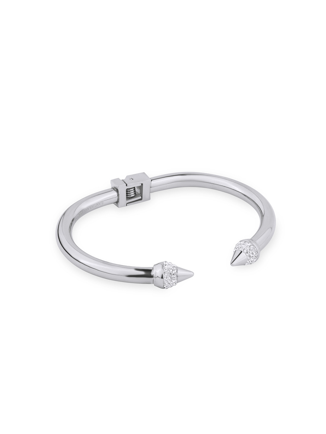 SANTA BARBARA POLO & RACQUET CLUB Silver-Plated Stainless Steel Stones Cuff Bracelet