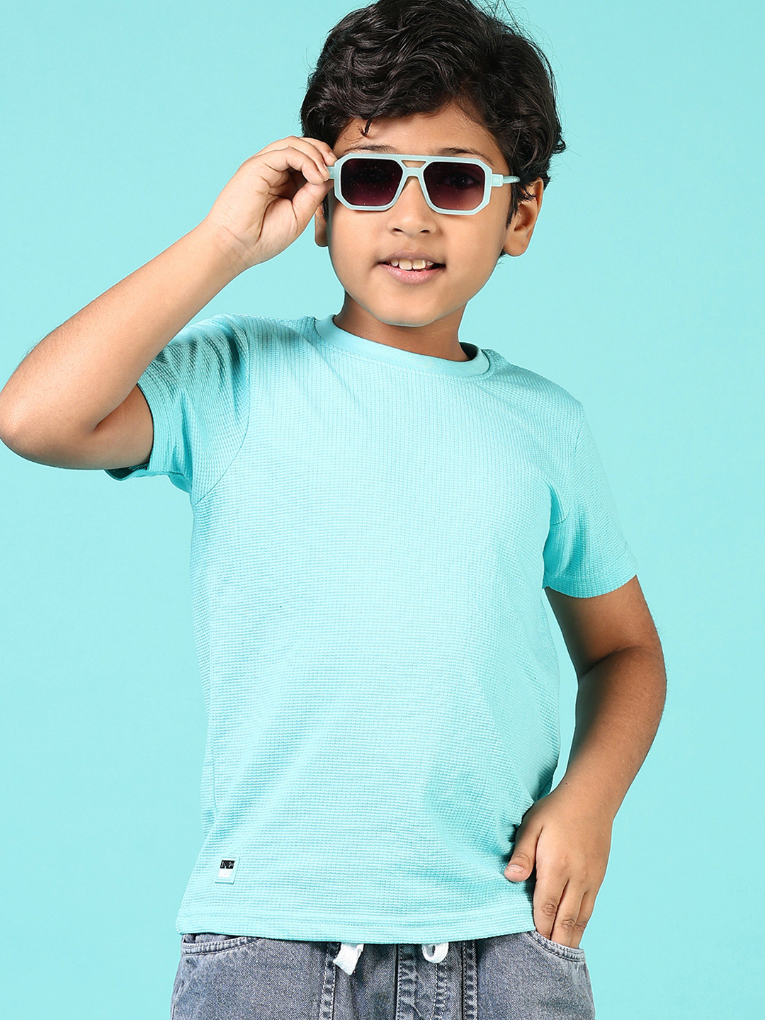 V-Mart Boy Round Neck Solid Cotton Casual T-shirt