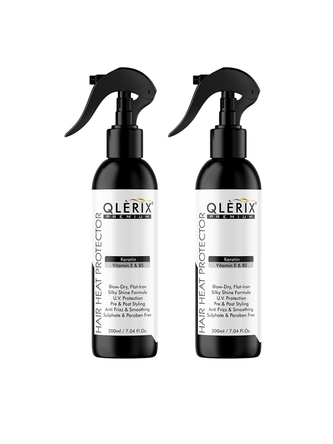 QLERIX Set Of 2 Hair Heat Protector Spray With Keratin & Vitamin E & B5 - 200 ml Each