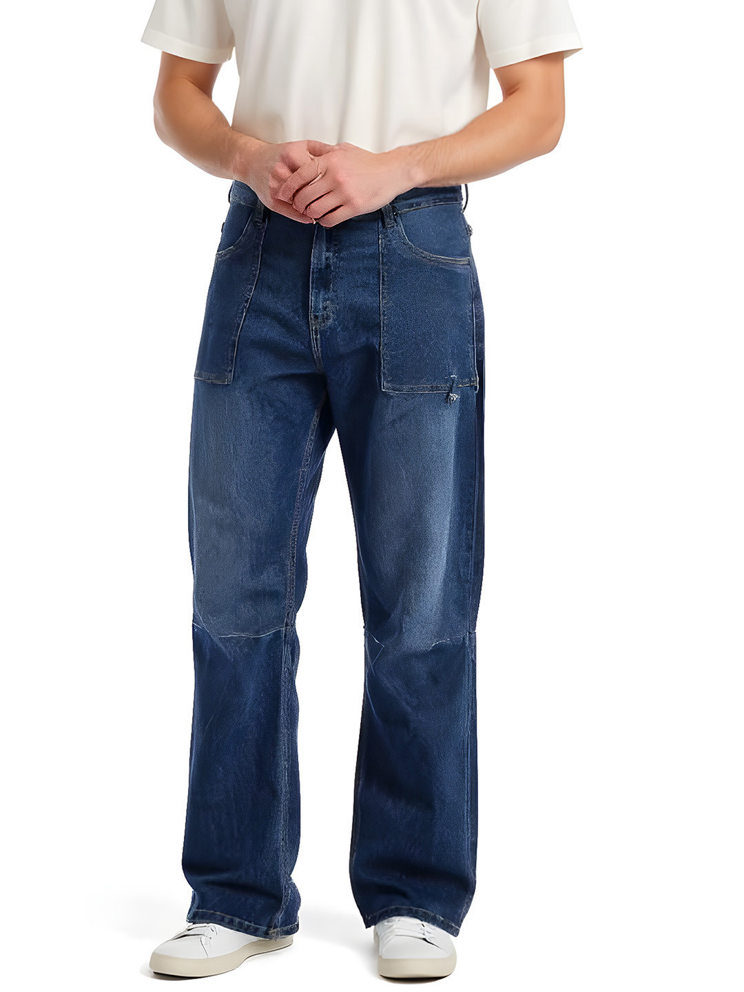 glitchez Men Paneled Light Fade Relaxed Fit Jeans