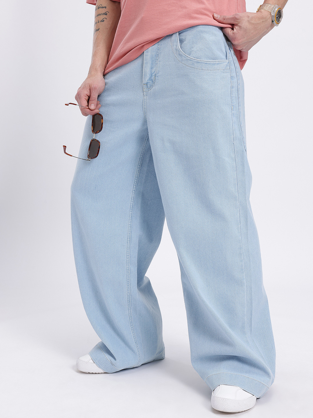 glitchez Men Wide Leg Loose Fit Jeans