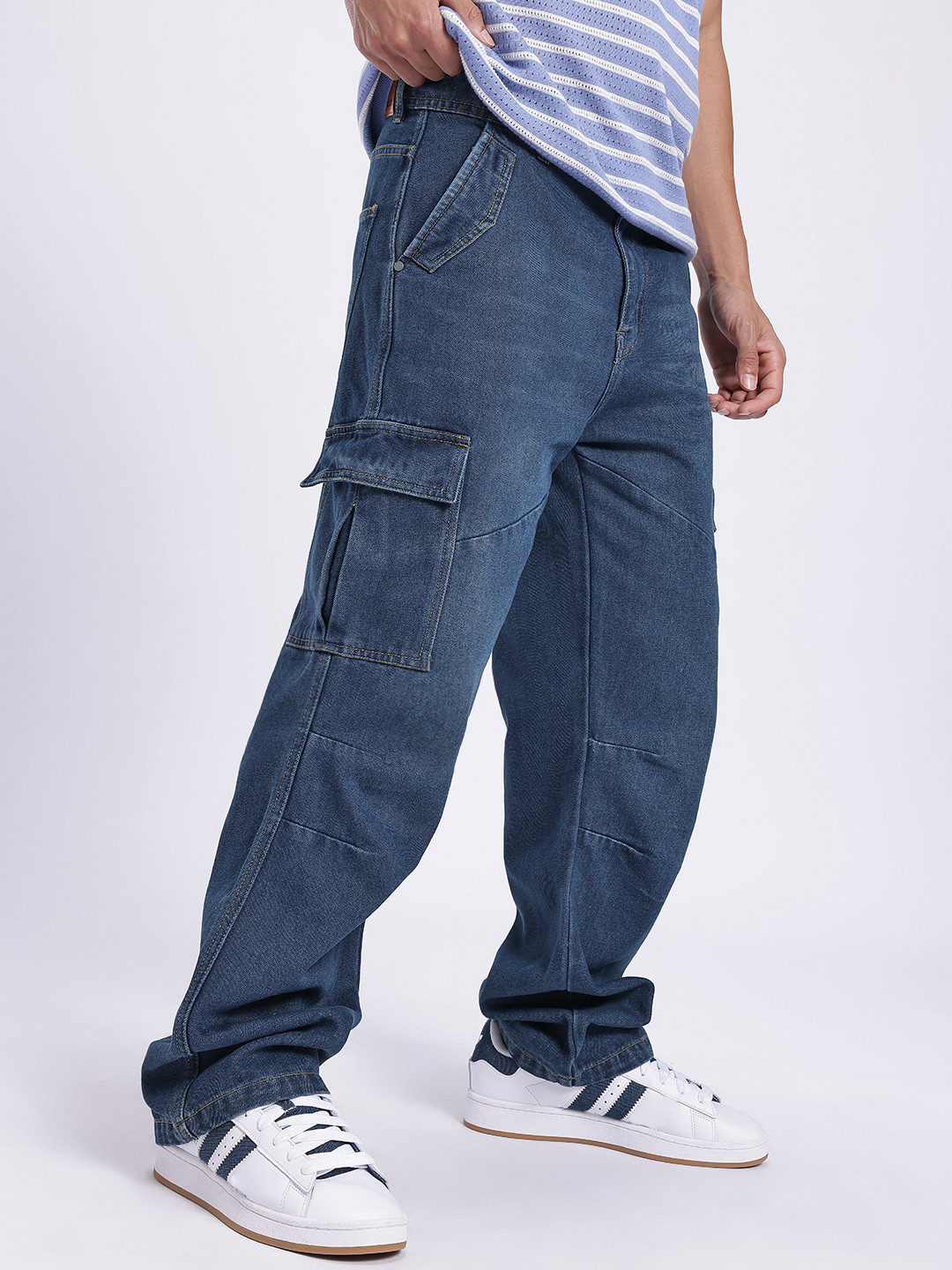 glitchez Men Cargo Baggy Fit Jeans