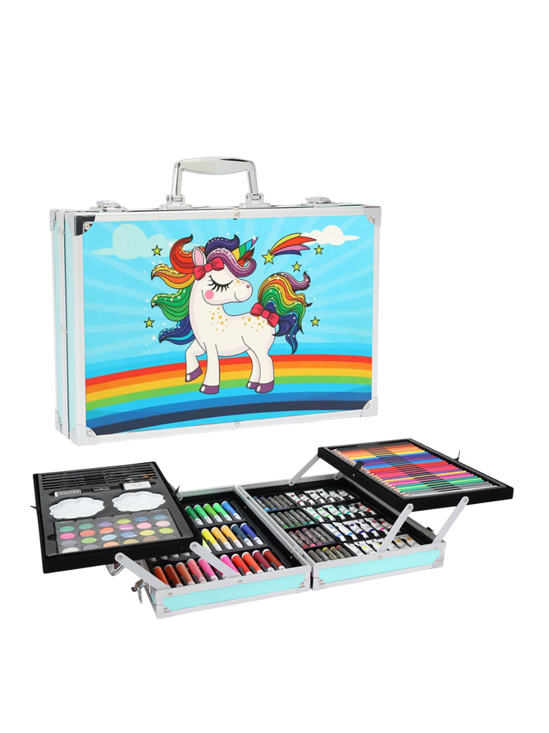 Aditi Toys Blue Unicorn Aditi Toys Blue Unicorn 155 Piece Colors Portable Suitcase