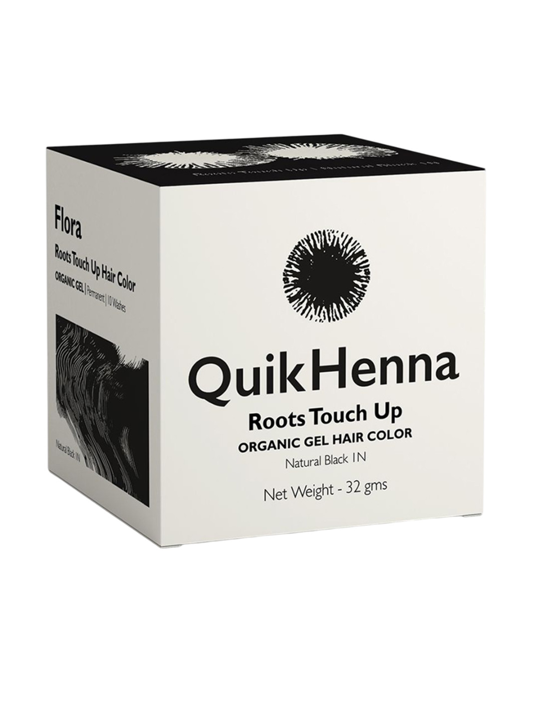 QUIKHENNA Flora Roots Touch Up Organic Gel Hair Color - 32 g - Natural Black