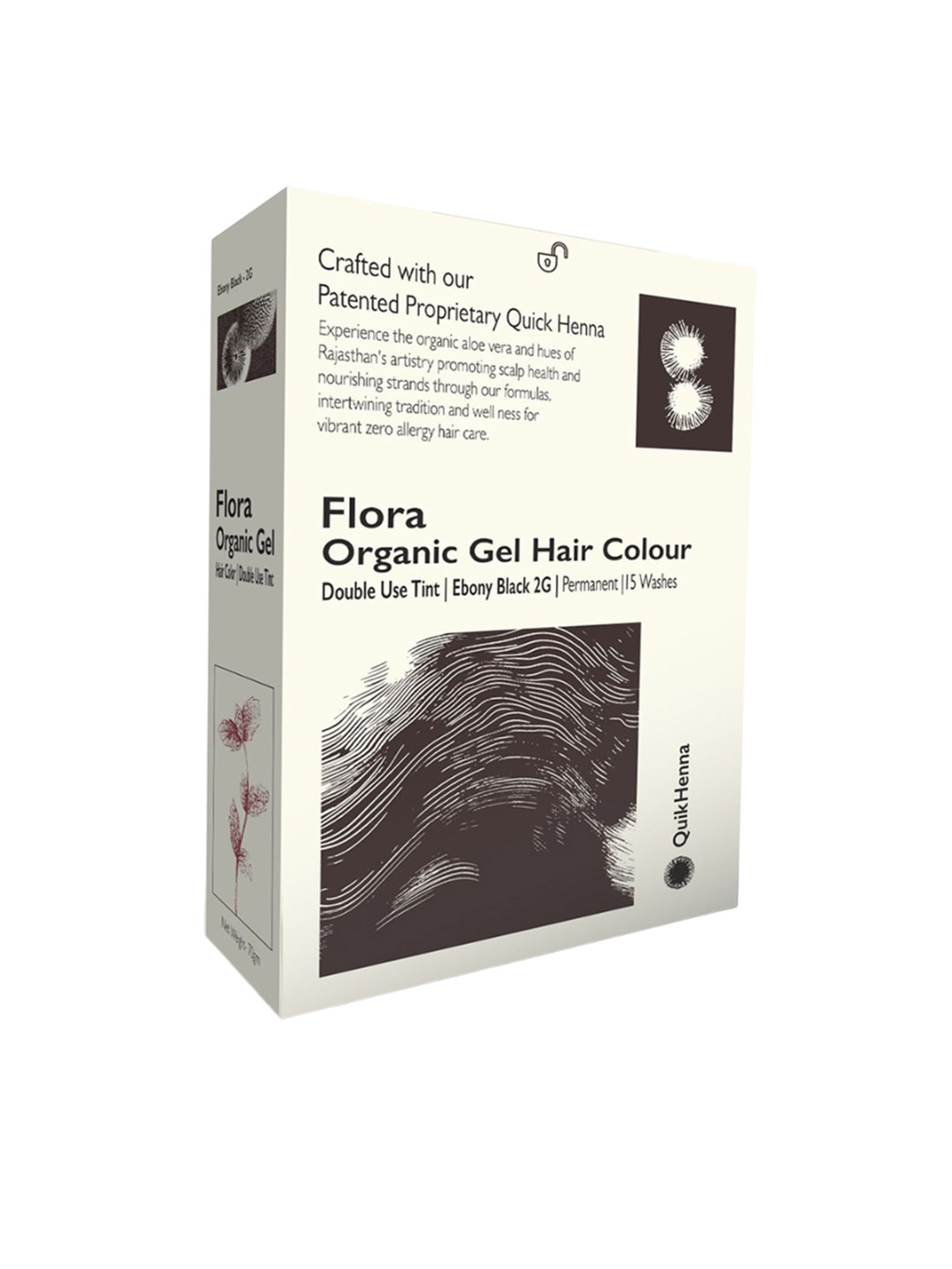 QUIKHENNA Flora Organic Gel Double Use Tint Hair Color - 70 g - Ebony Black 2G