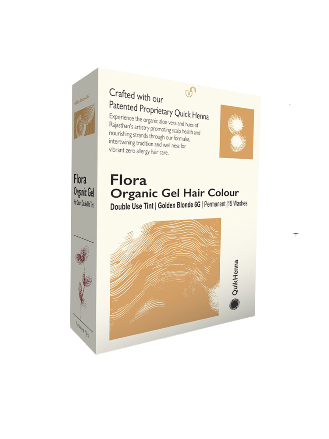 QUIKHENNA Flora Organic Gel Double Use Tint Hair Color - 70 g - Golden Blonde 6G