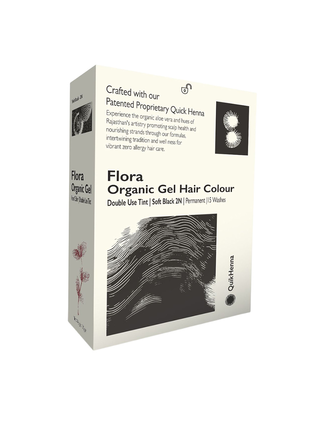 QUIKHENNA Flora Organic Gel Double Use Tint Hair Color - 70 g  Soft Black 2N