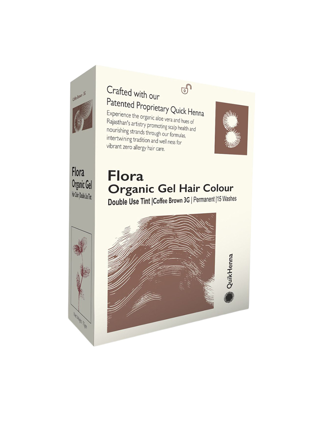 QUIKHENNA Flora Organic Gel Double Use Tint Hair Color - 70 g - Coffee Brown 3G