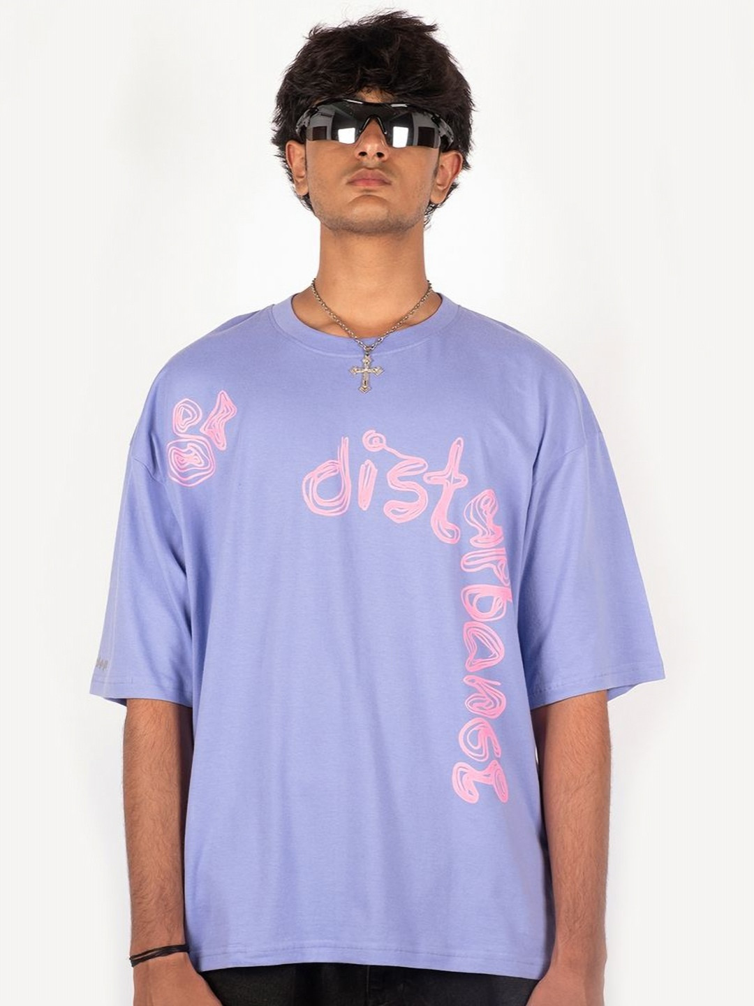 CTRL+P Unisex Printed Oversized Drop-Shoulder Sleeves Cotton Casual T-shirt